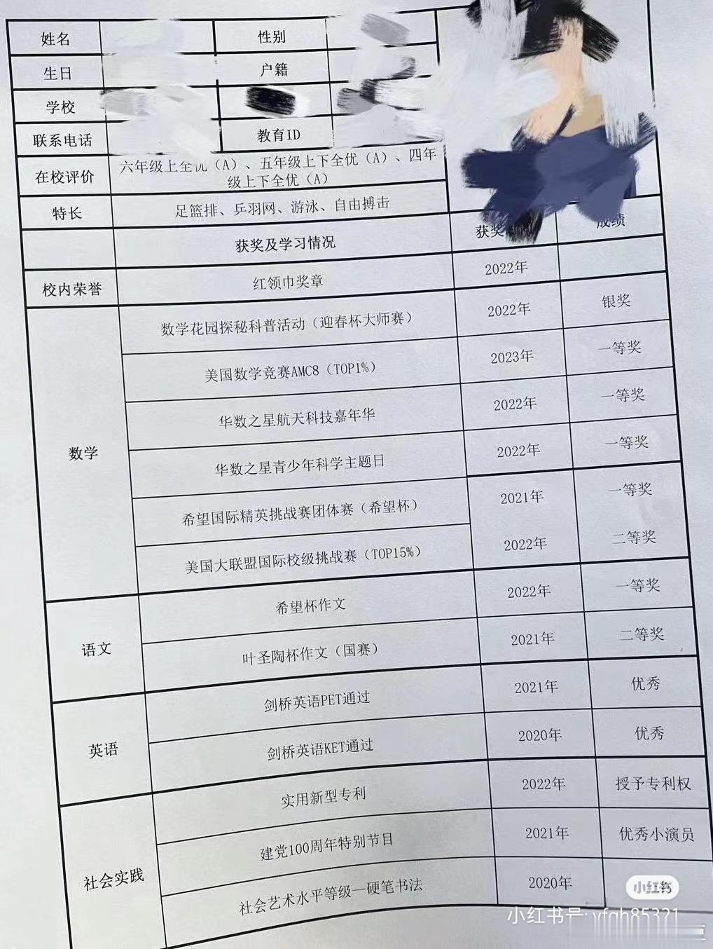 六小强喜欢的简历 ​​​