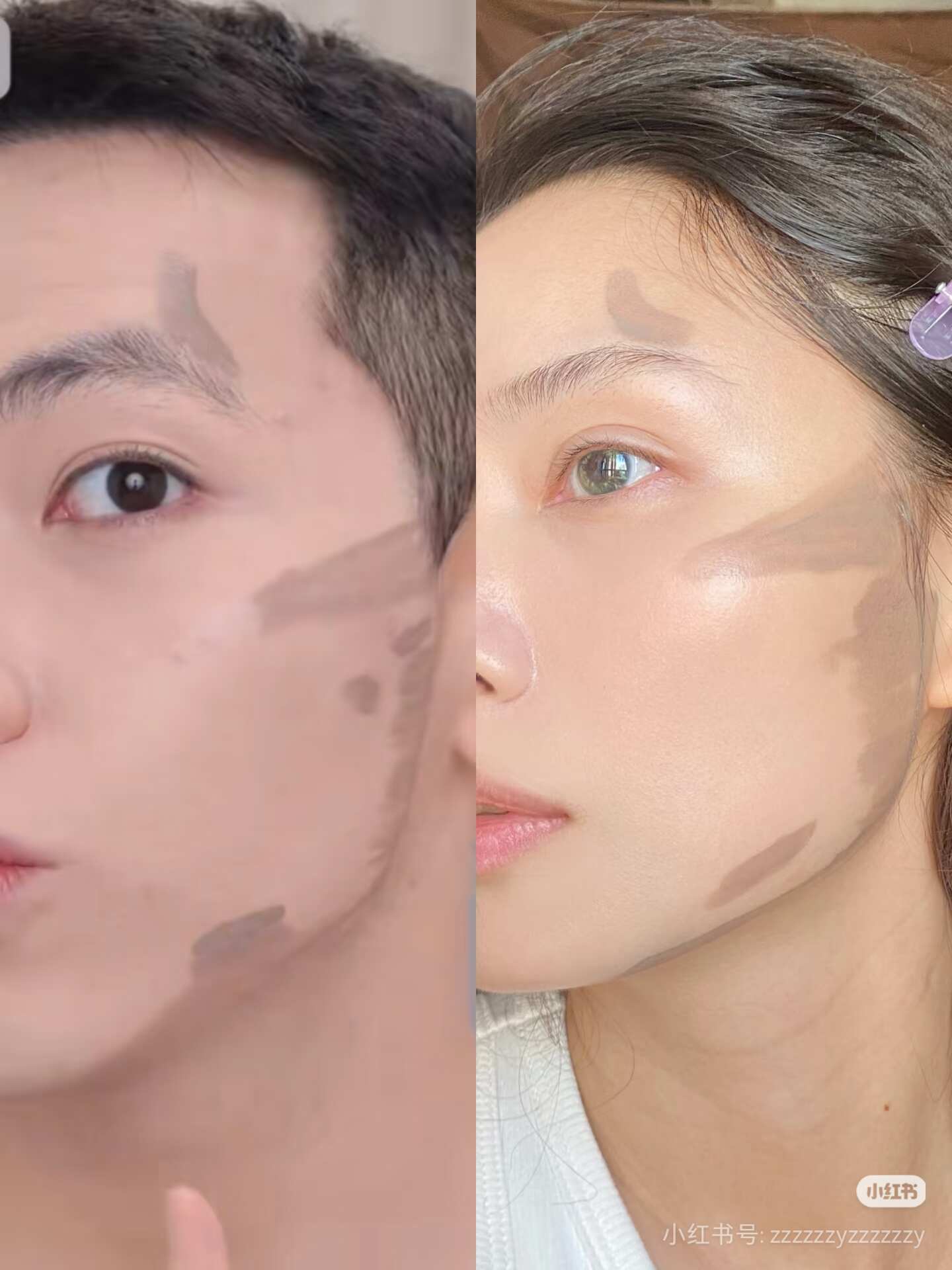 缩脸修容方法 ，新手也能一秒学会夏一秒上妆