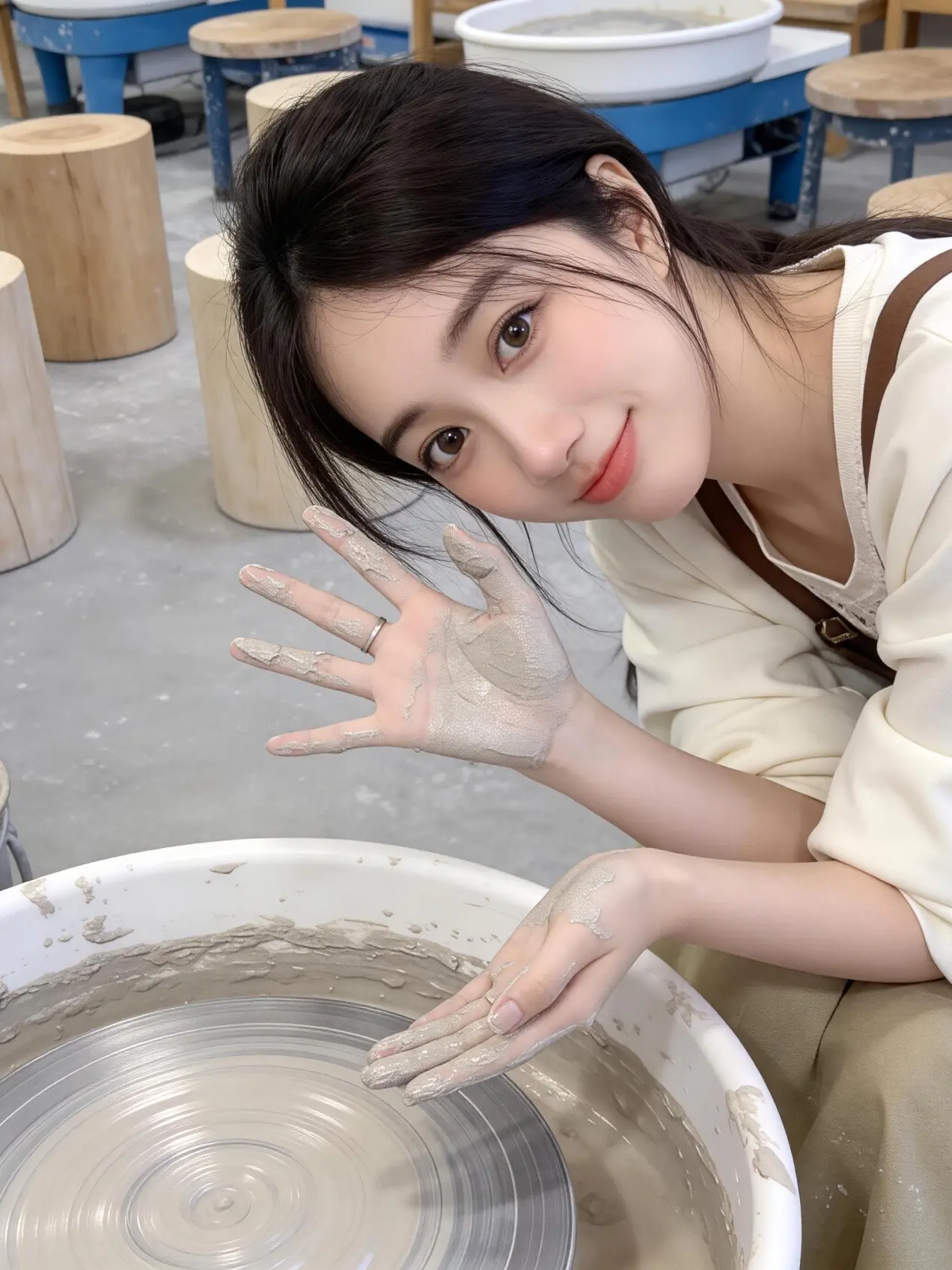 陶艺制作 水泥做的女生