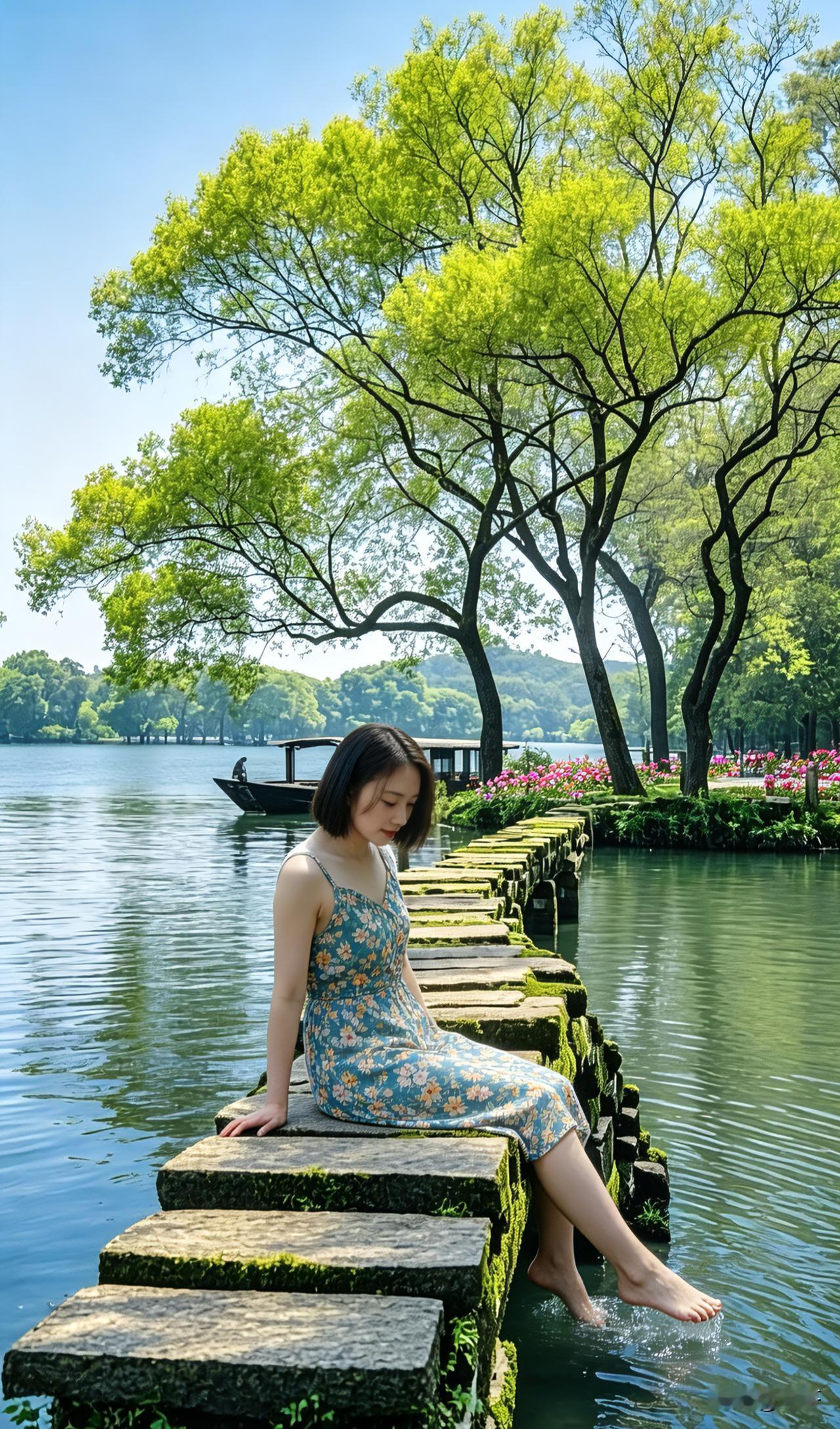 夏日小桥流水，藏着最治愈的人间温柔
 
夏日的风，轻轻拂过乡间的石桥，清澈的溪水