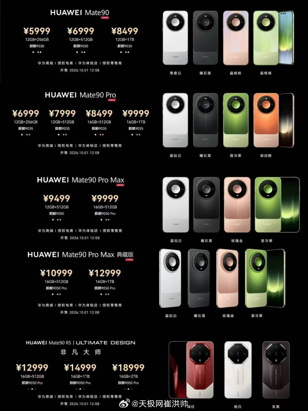 千呼万唤始出来，华为Mate90正式发布5999元起。华为mate90价格 ​​