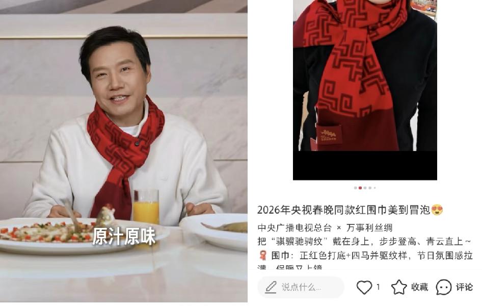 难道！？雷总真要上春晚？

2026年央视春晚同款围巾🧣！这是暗示吗？！我猜要