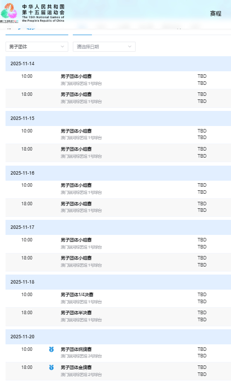 报全运会官网团体赛程总的把乱七八糟ABCD组去掉了里面点开还是ABCD组 分组应