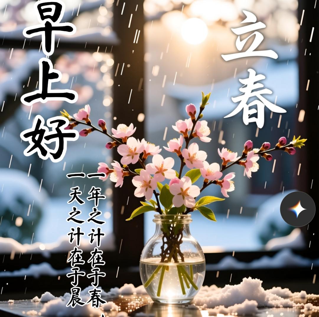 早安唯美祝福图分享今日立春，祝福你从立春开始，心花怒放，春暖花开，有个健康的身体