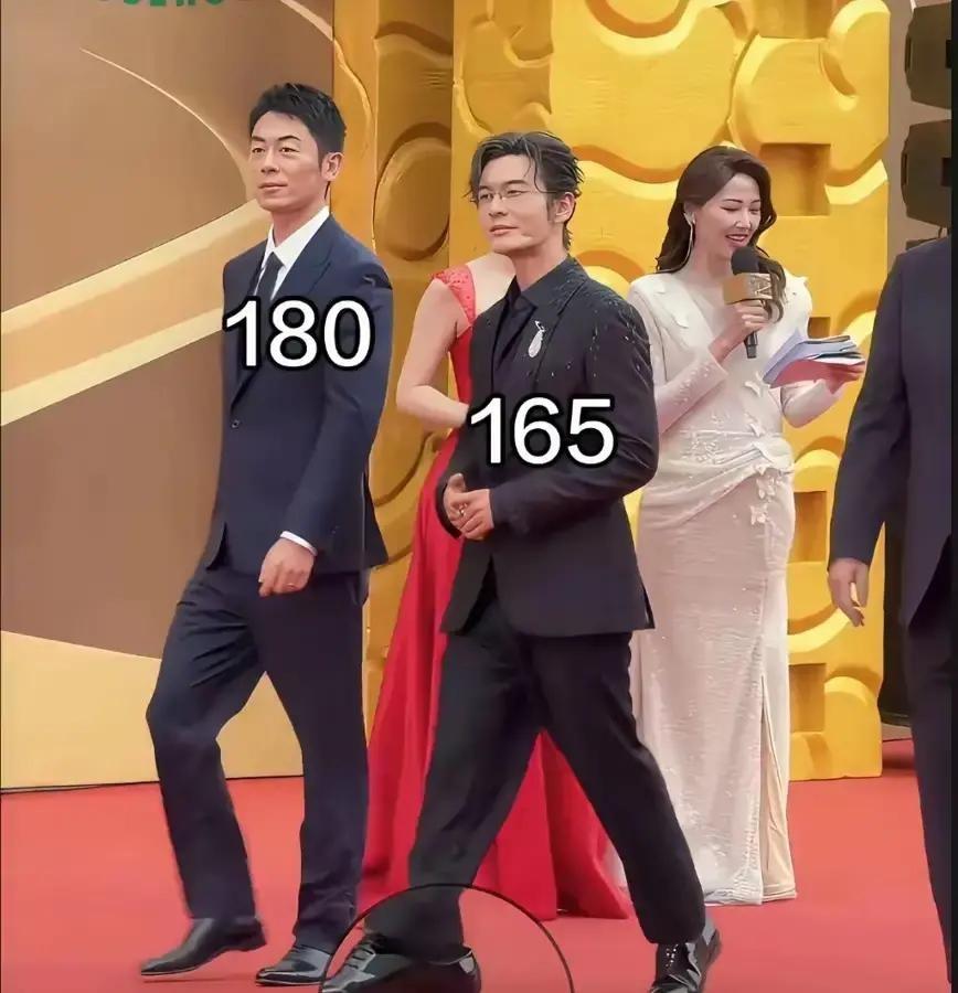 黄晓明179朱亚文184，这5厘米在红毯上像条河。
我蹲过三次活动，亲眼见黄晓明