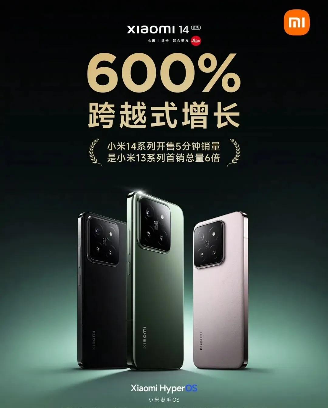 小米14系列销售战报咋就看不懂了，这个跨越式增长600%，是小米13系列首销销量