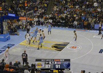 克内克特压哨！湖人落后2分进入第四节湖人vs灰熊 ​​​