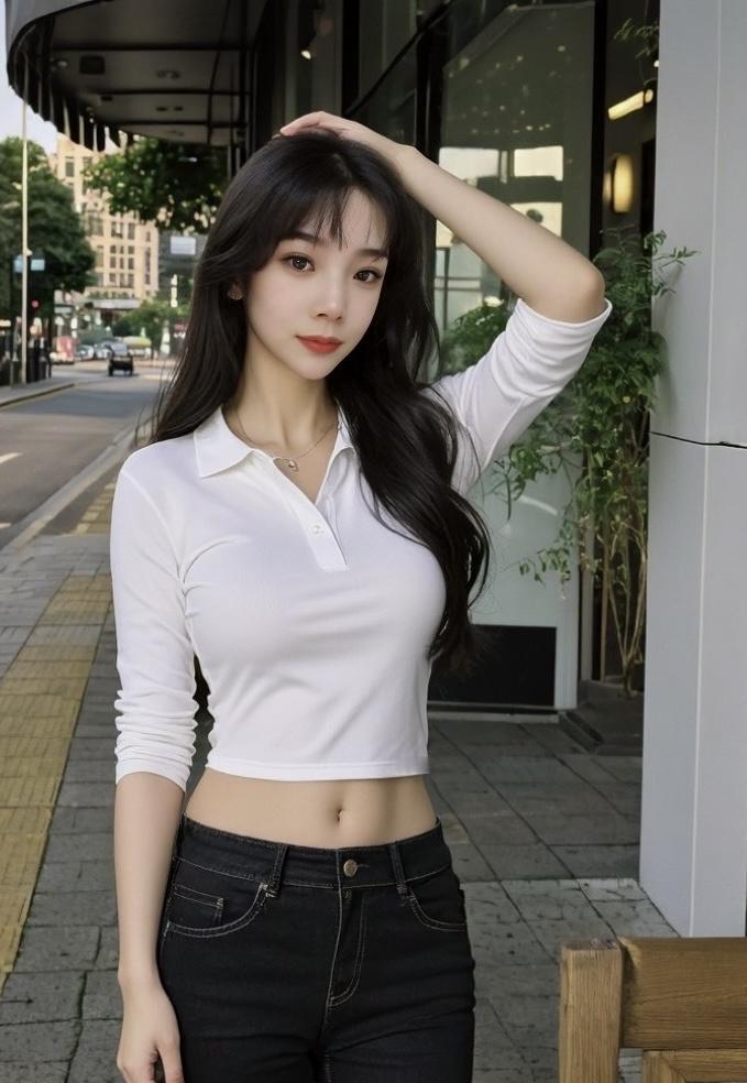 都市少女风，白衬衫+牛仔裤，清新自然，时尚百搭！👗👖👠