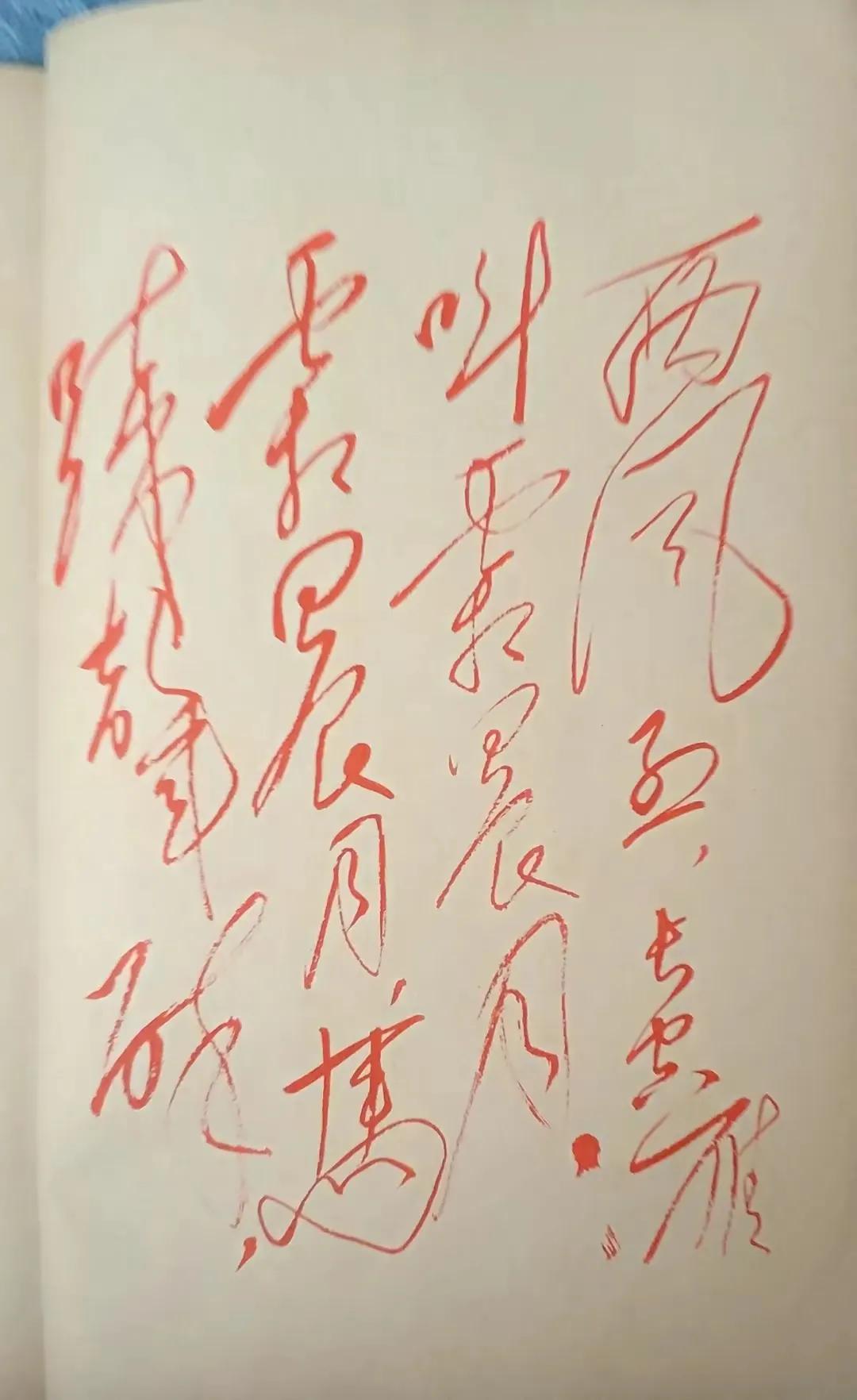 第一次看到毛主席用红色墨汁写的自创诗词！毛主席书法写的气韵流畅，纵横捭阖，相互穿