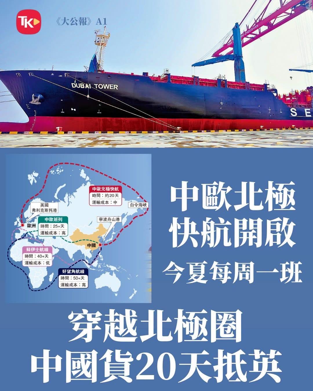 【观世界】【我们只干不说✊✊✊】

　　中欧北极快航今年夏季首个航次昨日开启。集