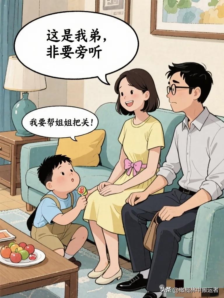 搞笑漫画：准姐夫来家里谈彩礼，弟弟非要旁听，准姐夫紧张的说了个数。弟弟开口：“少