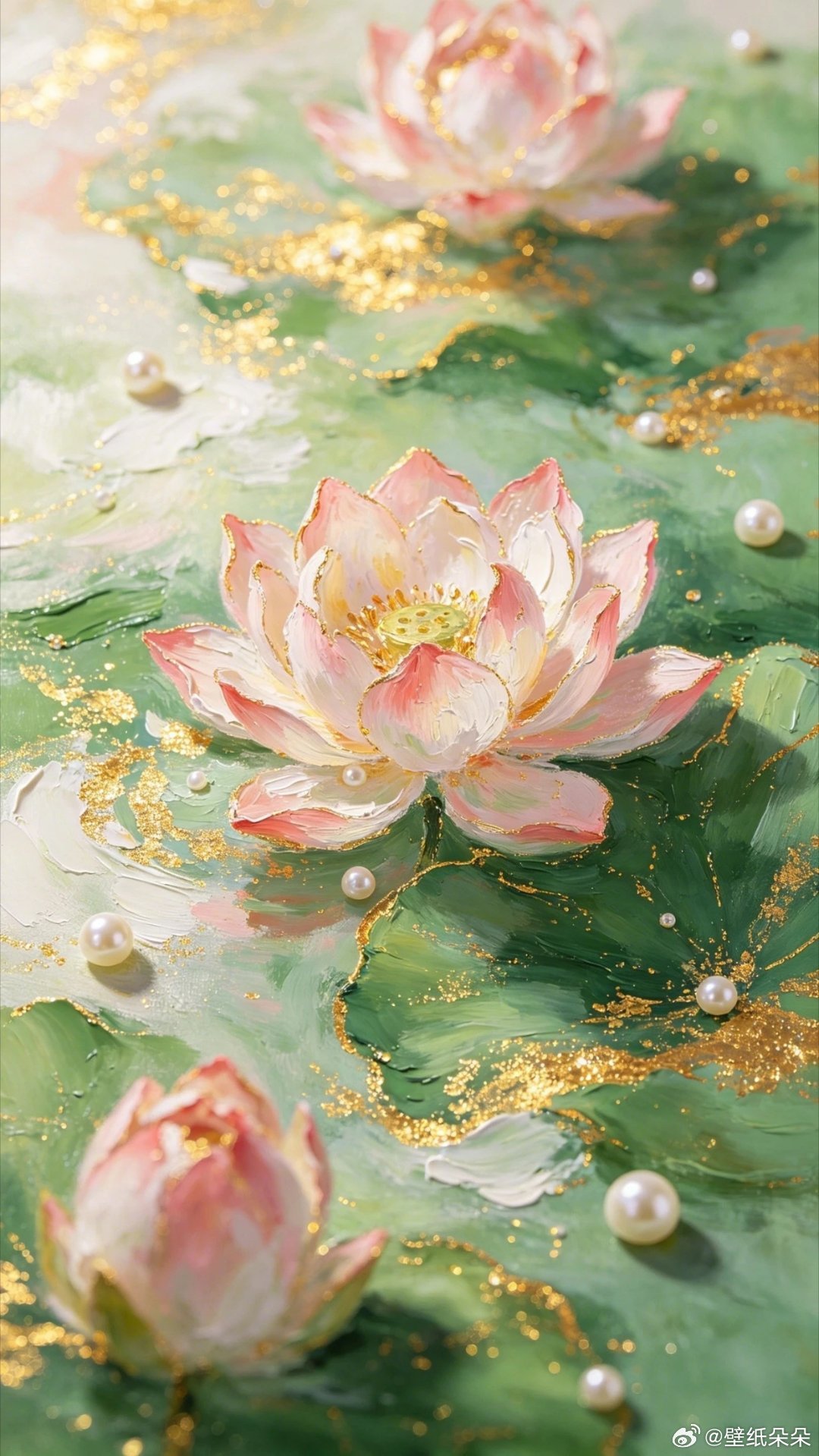 鎏金溢彩好运连连荷花屏保壁纸 