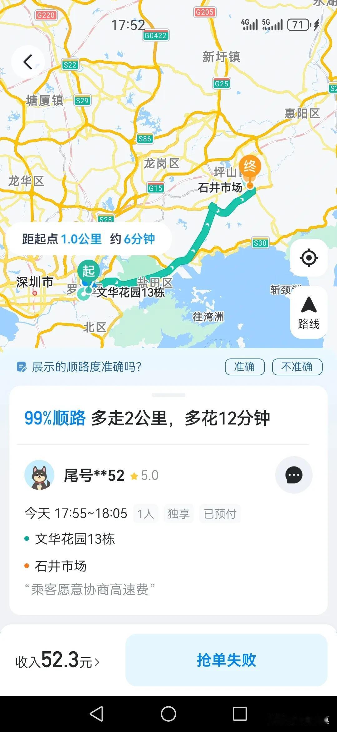 哈罗99%顺路都不能PK成功，而且完单率94%车主评分4.9已经很高了吧。

真