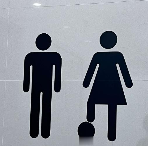 #上海厕所一个奇怪的标志# 侮男标志罢了，把男人的头摘下来踩，原图2男性标志没有