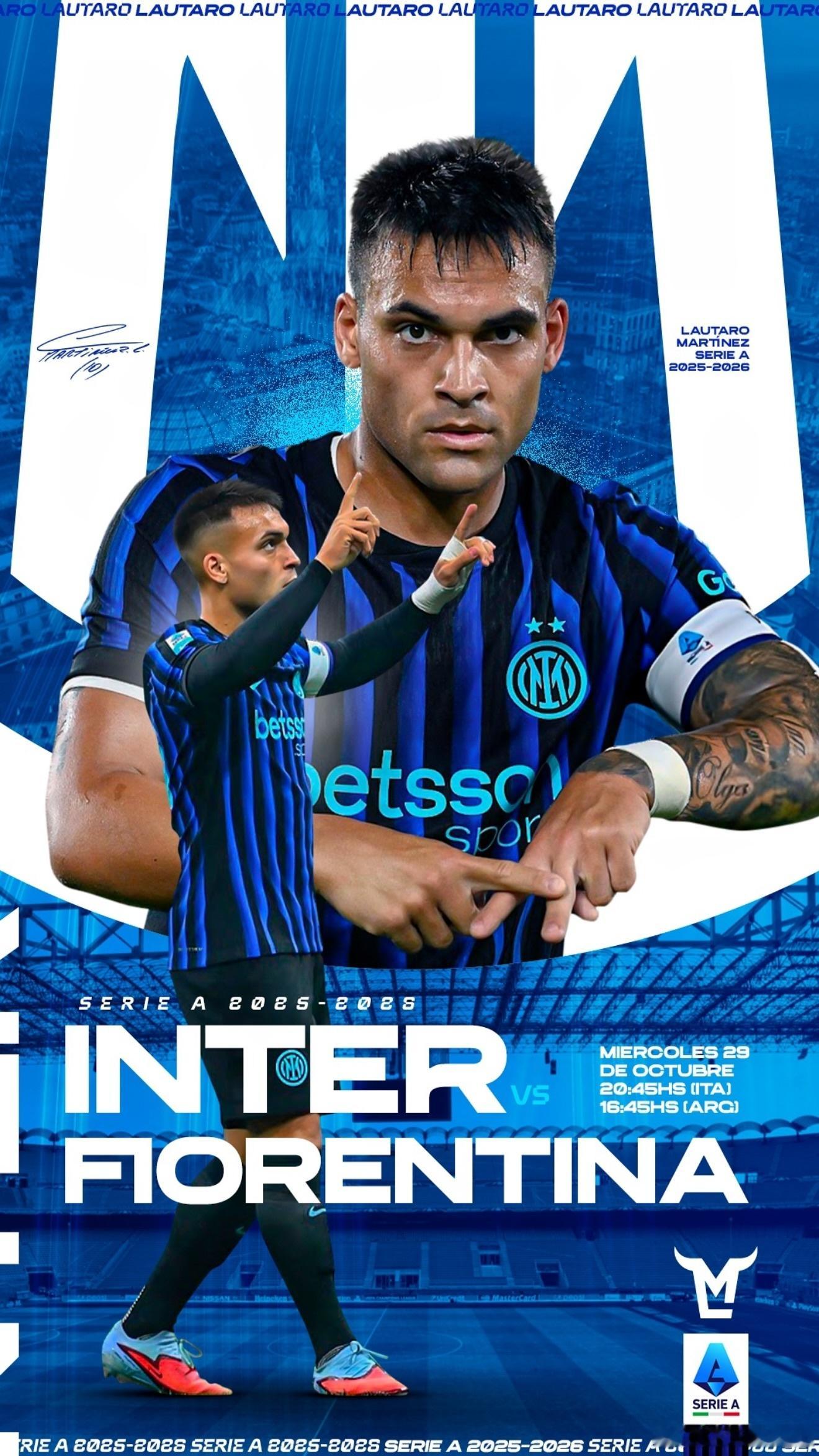 我罗发布赛前宣传海报，队长本轮进一个球哈💙🖤😘国际米兰vs佛罗伦萨意甲劳塔