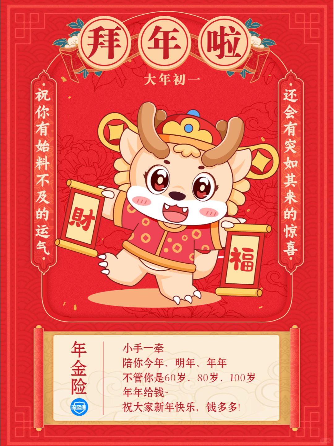 新年快乐！祝你2024二龙腾飞事业蒸蒸日上