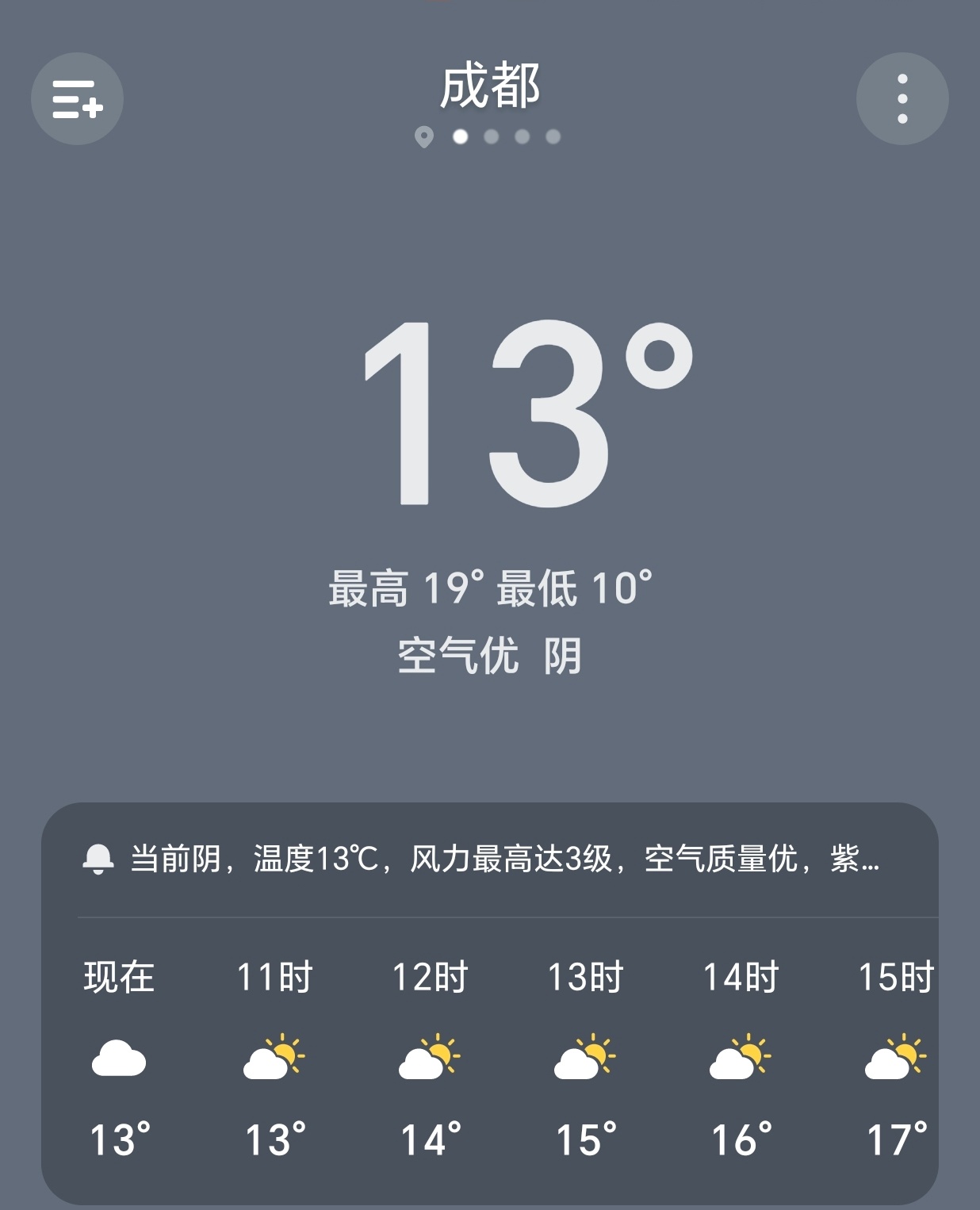 【早安成都】今天是3月1日，星期日，农历正月十三，成都多云，10-19°C。阳春