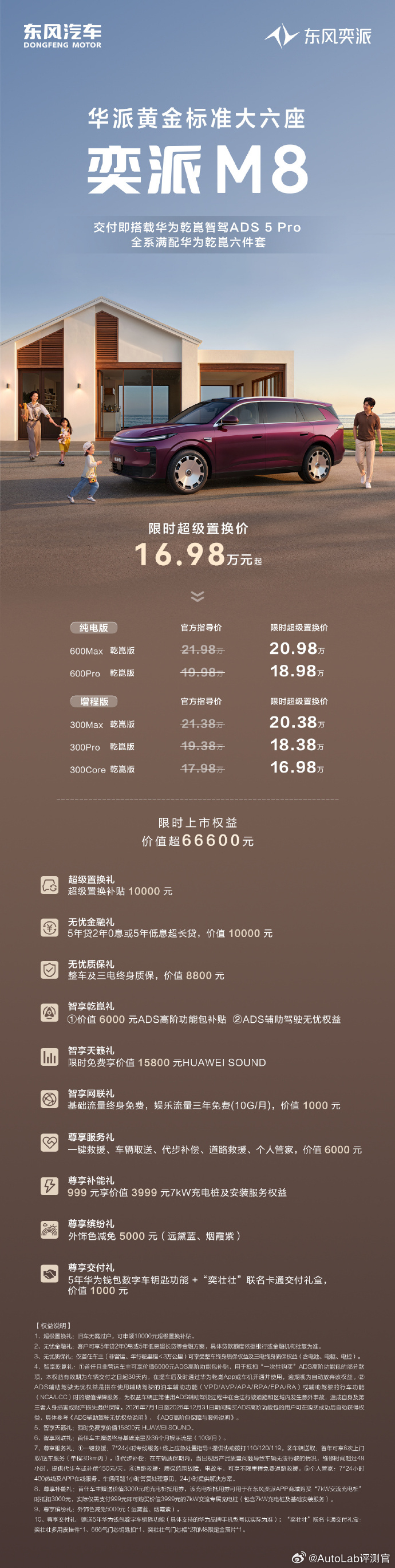东风奕派M8上市，价格为17.98-21.98万，目前有限时置换价，为16.98