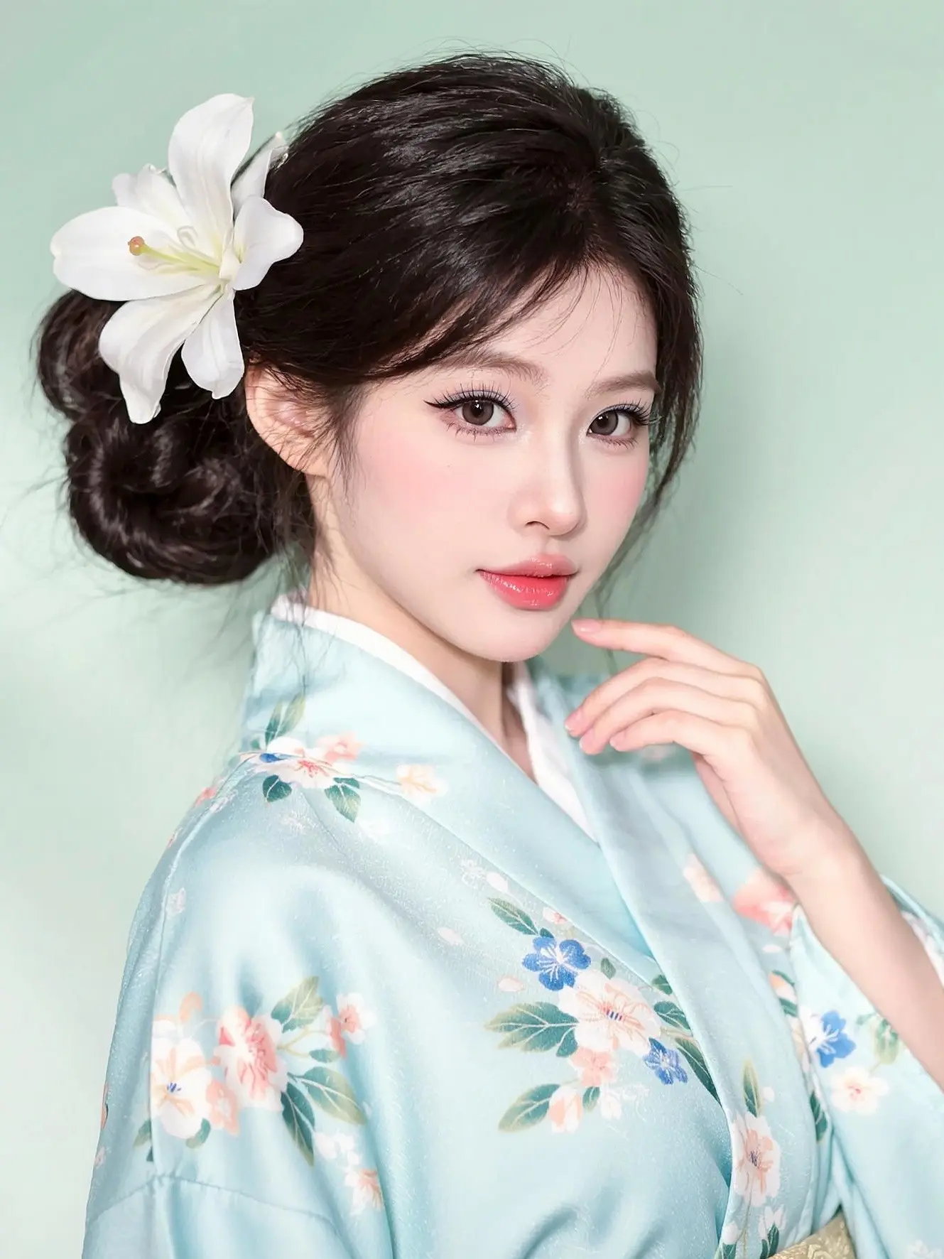和风花发写真 ai创作 和风写真 日系氛围感 爱国