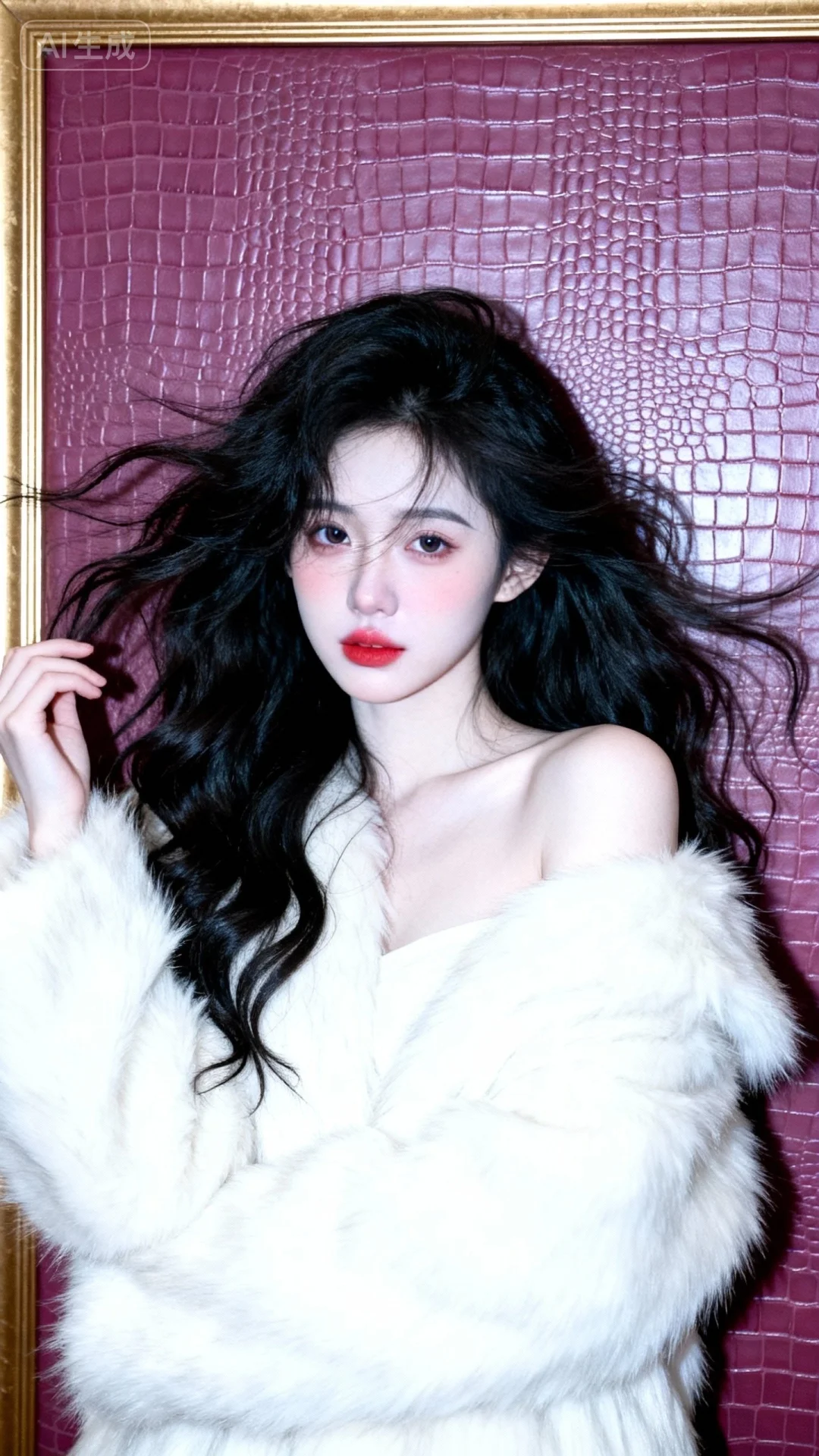 画面展现出INS风与复古感，以写真摄影风格为基础，画质超高且带有低像素、高噪点