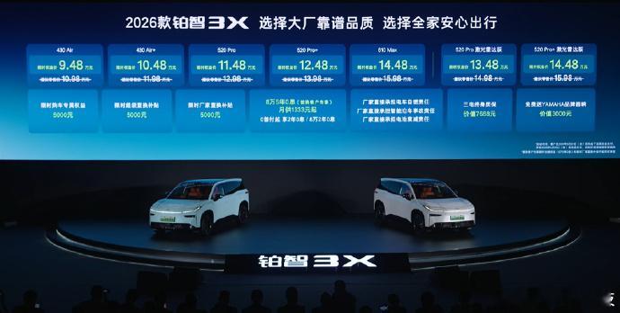 2026款丰田铂智3X权益价9.48万起 2026 款丰田铂智 3X 正式上市，