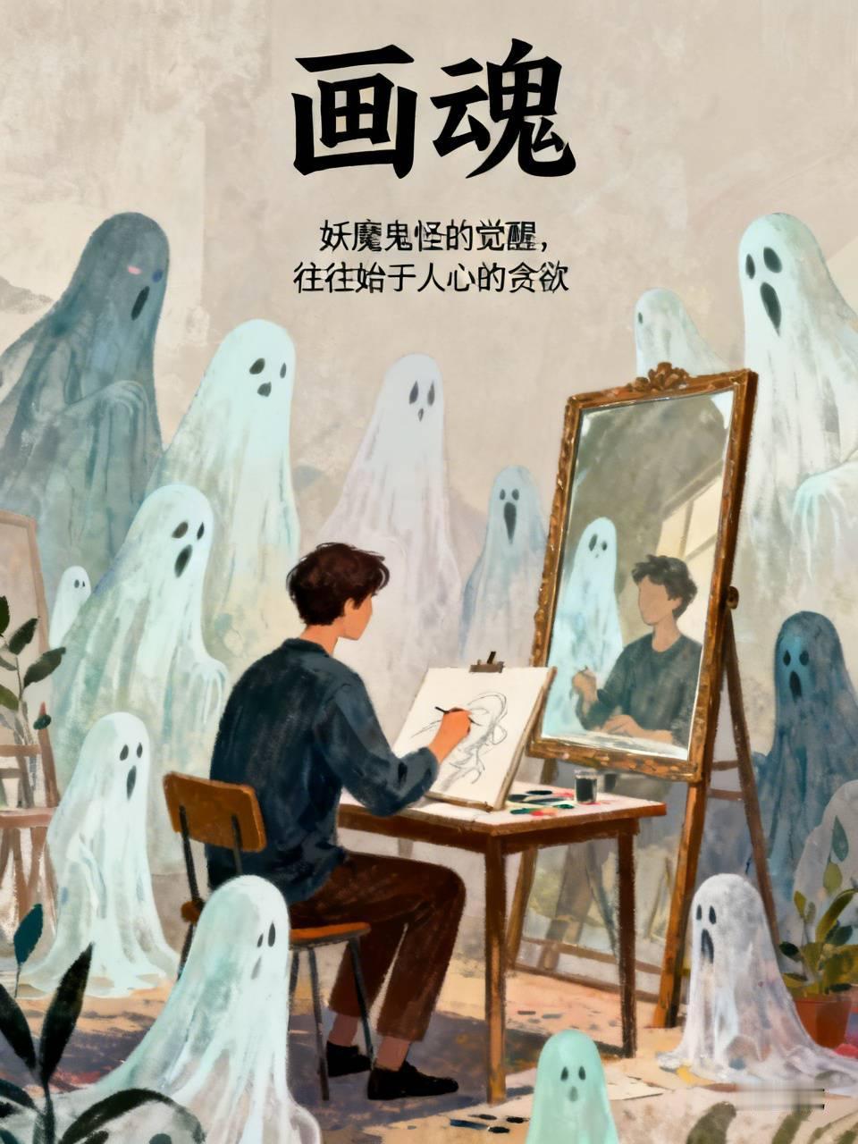 江湖怪谈•荒诞志278《画魂》
画师绘百鬼图，每成一鬼，需饮一碗心头血。百图成，