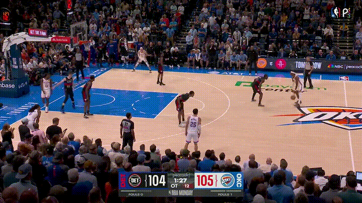 雷霆大将卡鲁索真是天生的大场面球员！在今天雷霆主场迎战活塞的焦点战中，当时比赛进