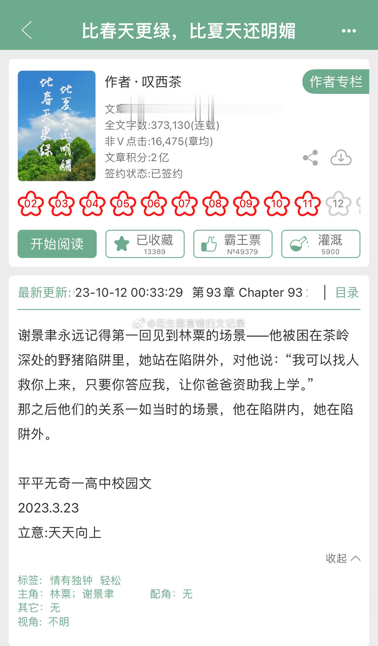 #花生推文# 《比春天更绿，比夏天还明媚》叹西茶中强推校园 成长清醒目的明确贫困