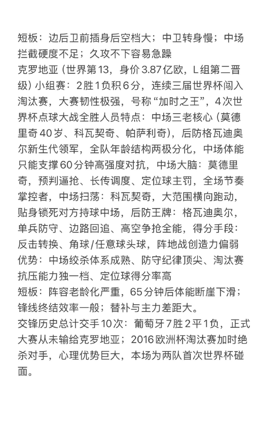 葡萄牙VS克罗地亚前瞻 世界杯