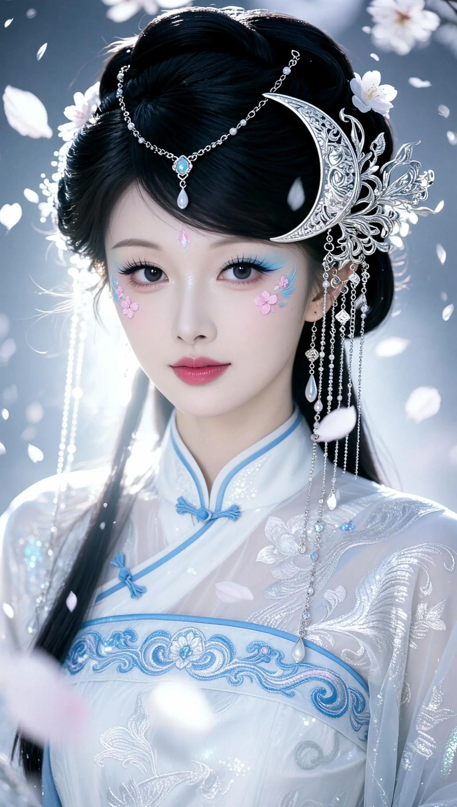 AI清冷古风写真 ai创作全新升级 ai雪发美人绝韵 ai写真 古风写真