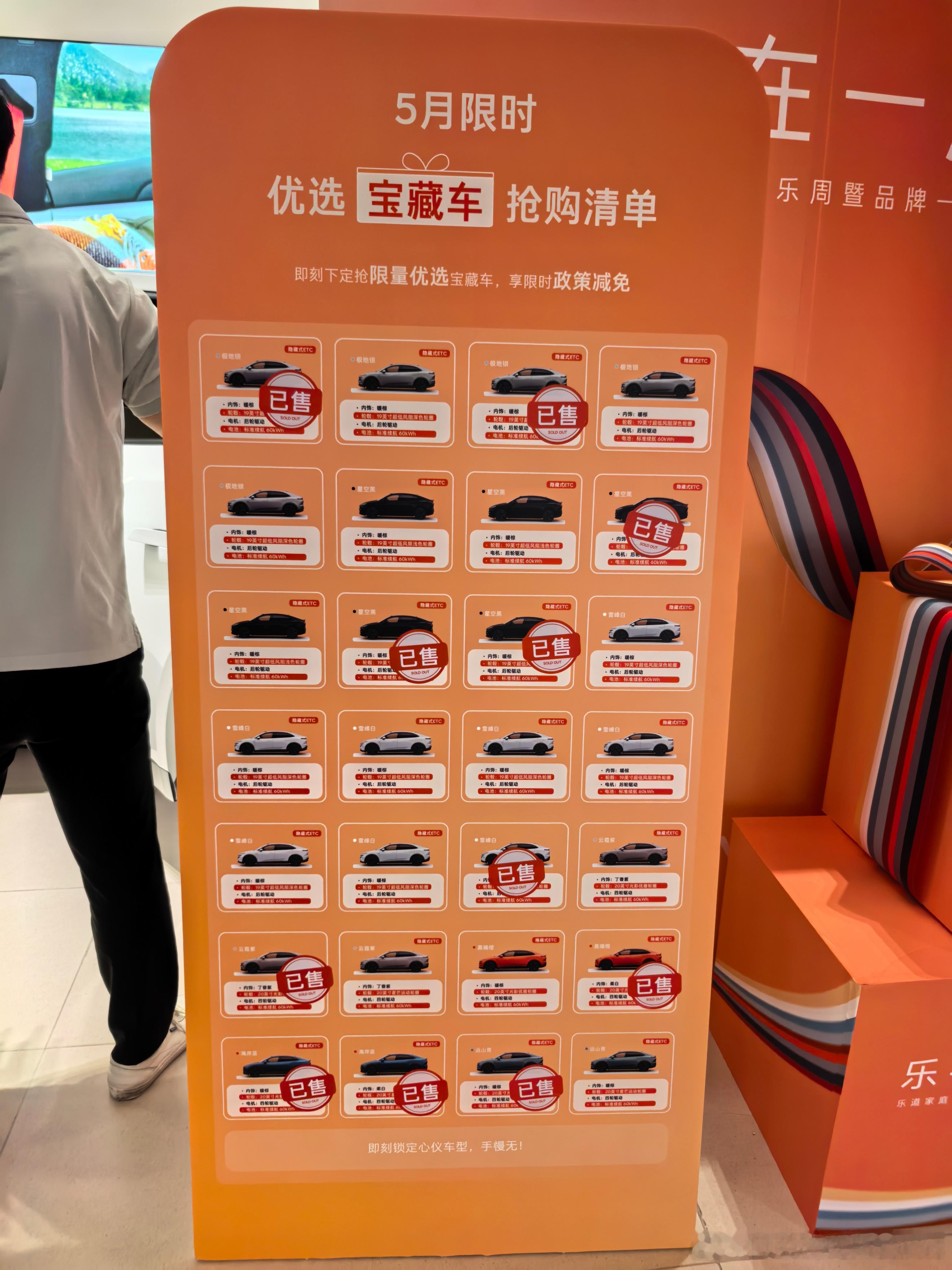 乐道 这个展示牌挺有意思哦，宝藏车，还一堆已售。问了问这是啥，优惠还不少。一车一