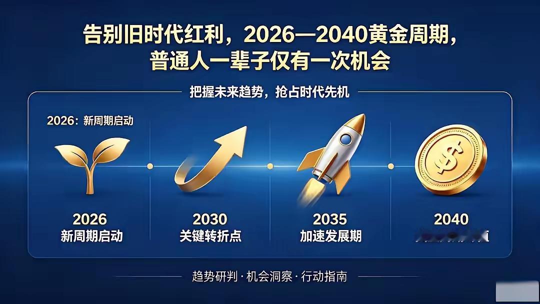 2026-2040黄金大周期，普通人一辈子仅一次的时代窗口✨
 
告别过去几十年