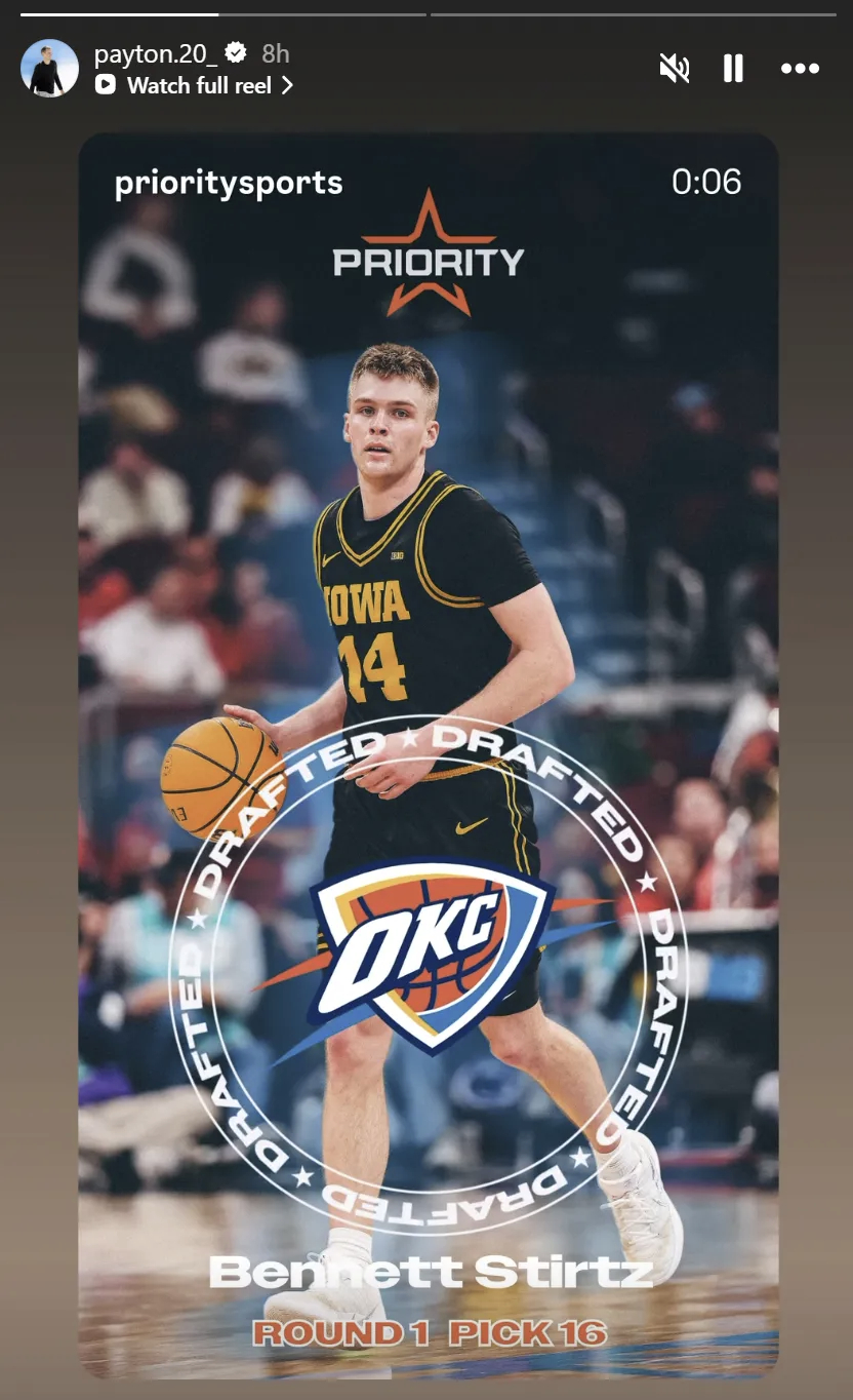 桑德福特欢迎校友斯特茨加盟雷霆！nba选秀大会2026nba选秀大会雷霆