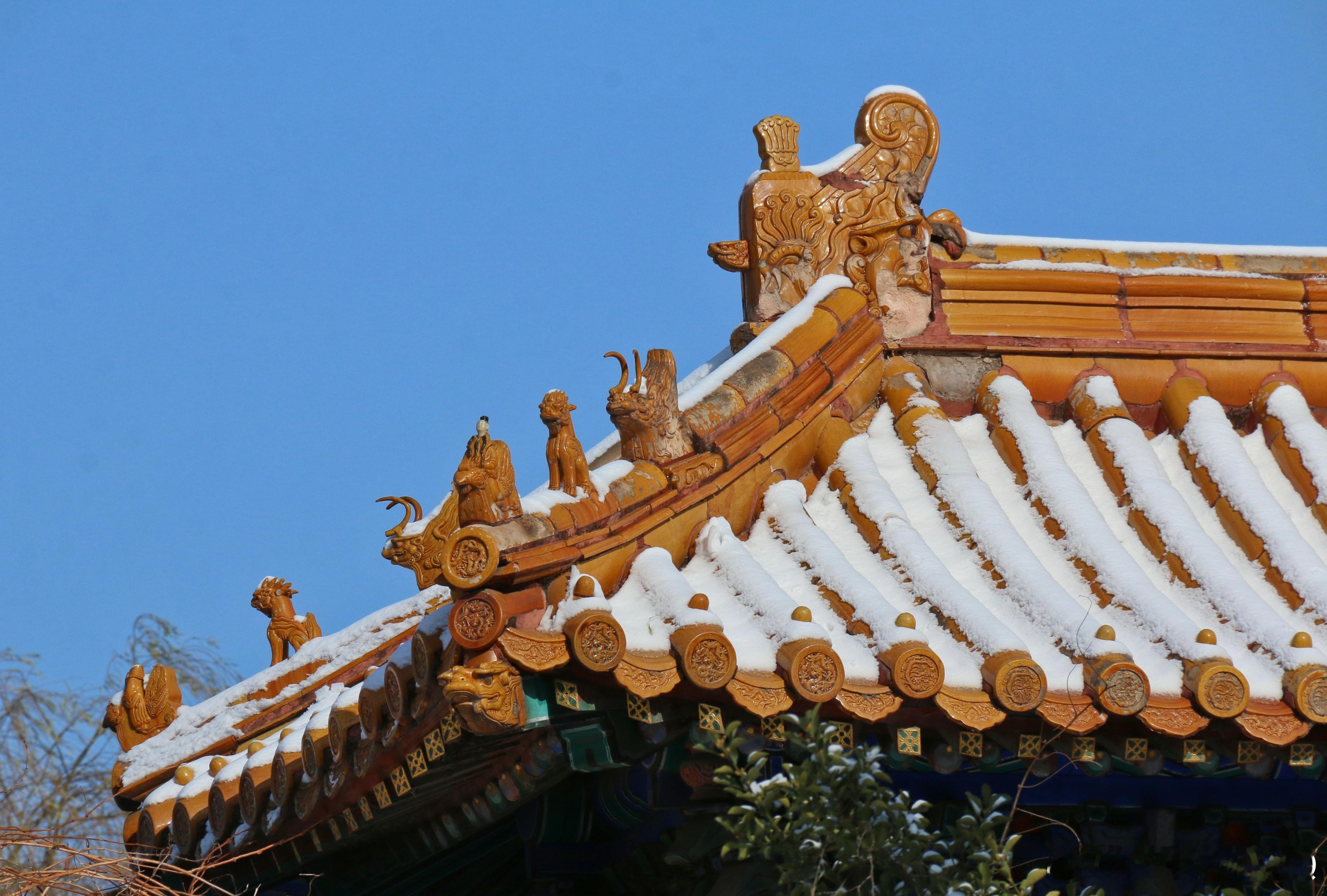 北海公园门前的雪景摄影