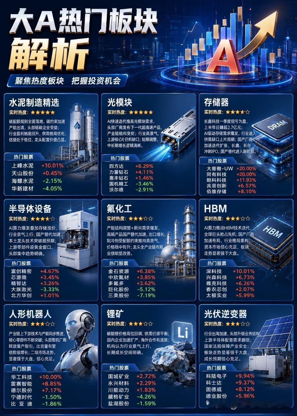 9大热门板块全景解析！谁才是当前市场的“主线王者”？
 
A股市场热度轮动不息，