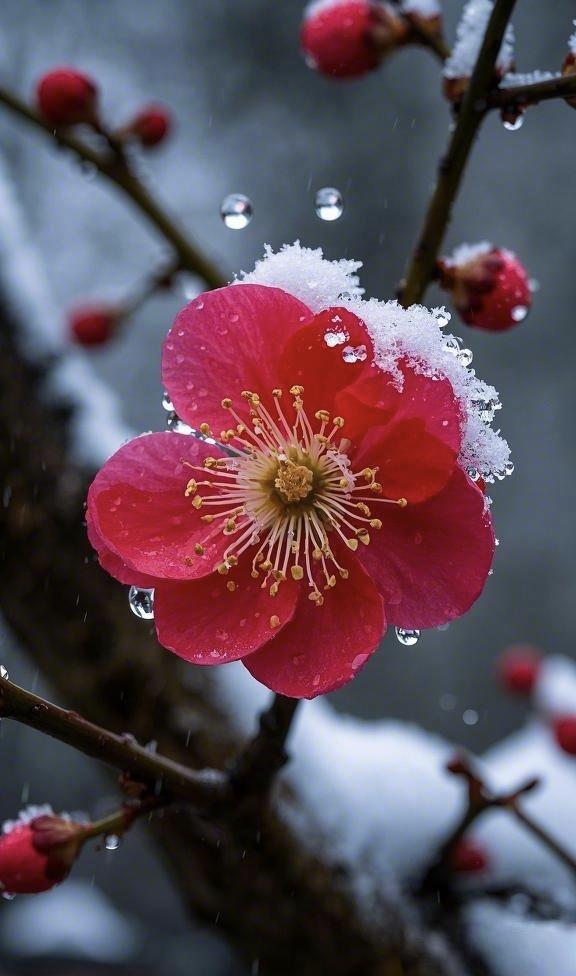 下联：红梅傲雪兆丰年。

（图片来自网络）