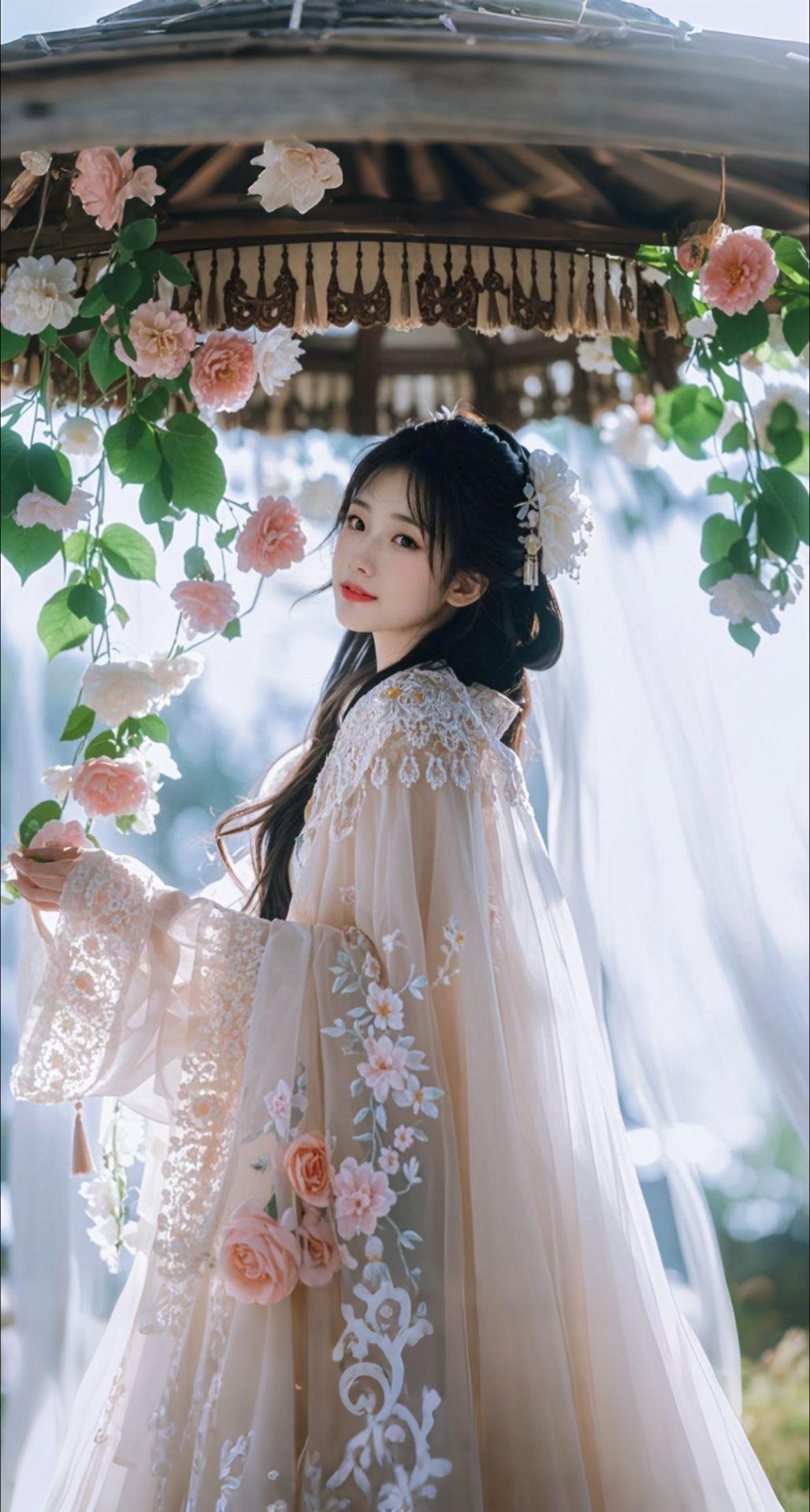 AI扩图 AI捻花淑女
