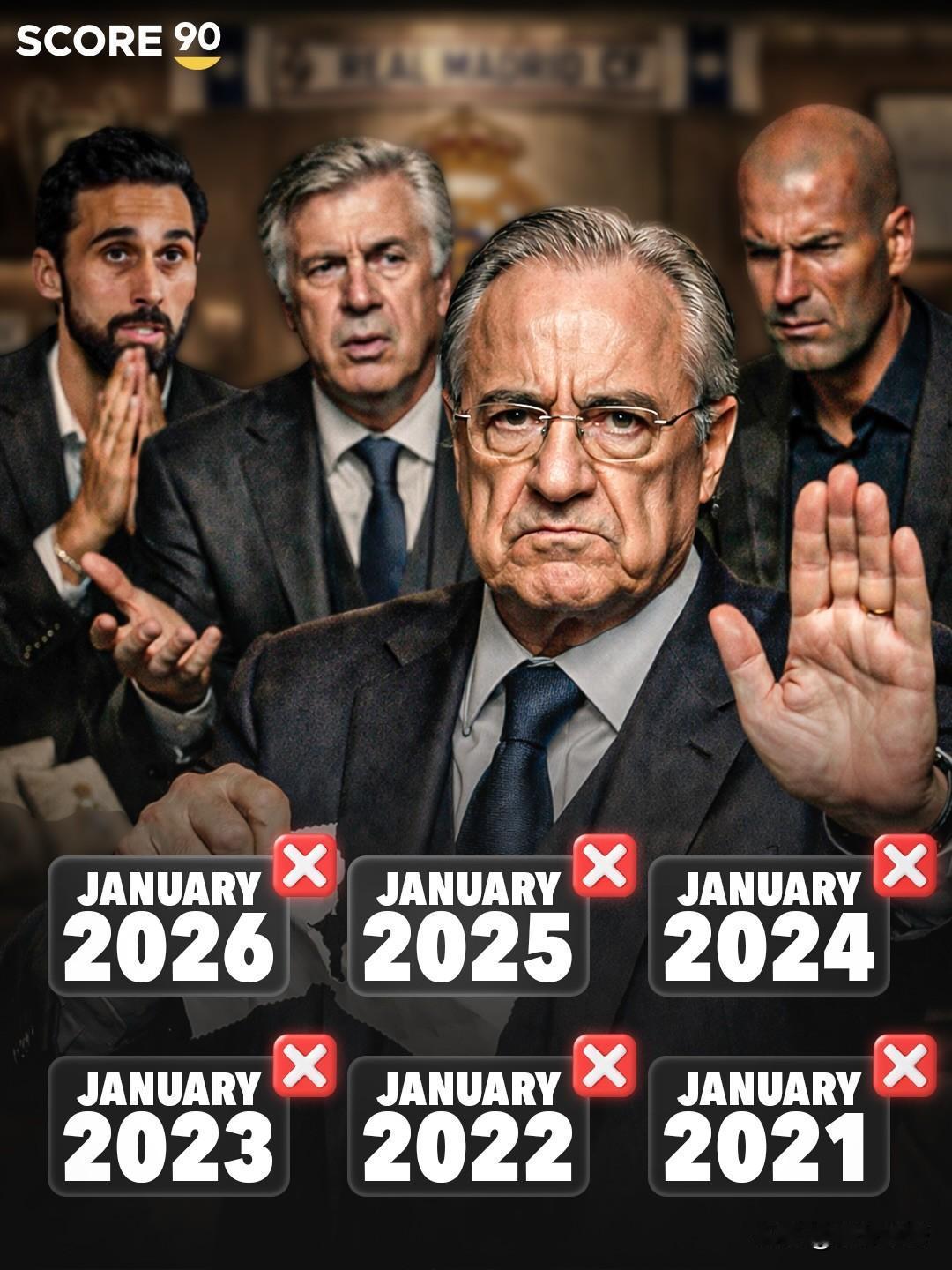 年底了地主家也没有余粮了，皇马已经连续6个冬窗没有花钱引援了!

本赛季五大联赛