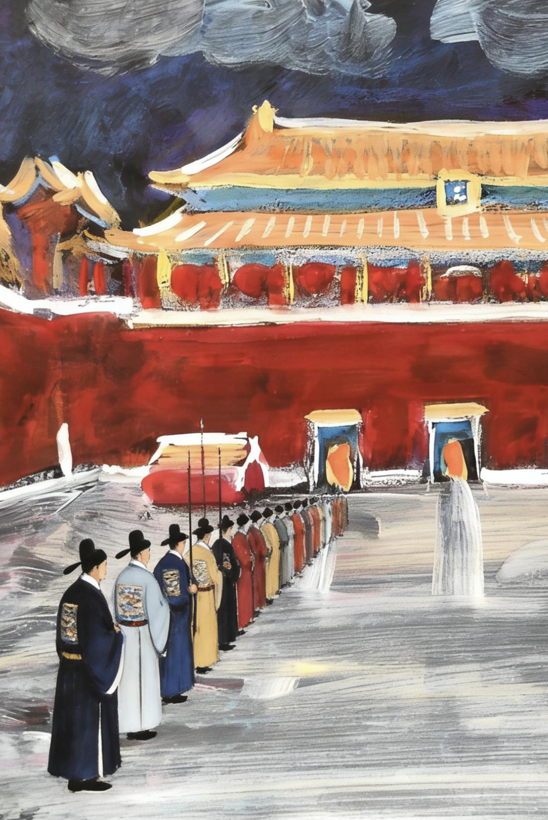 醒醒吧！上早朝了。