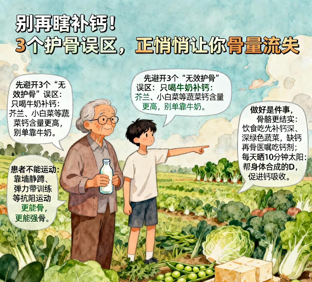 别再瞎补钙！3个护骨误区，正悄悄让你骨量流失
 
别以为老了腰背痛、易骨折是正常