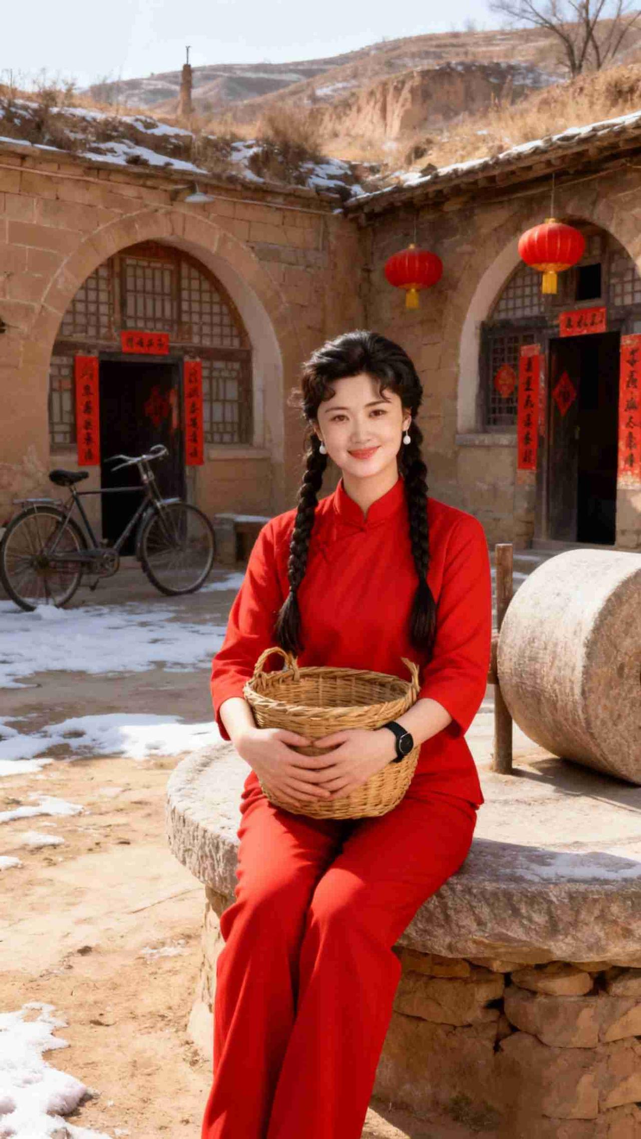 我的今日状态：😁轻松愉快
我这里的天气：☀️晴天
《窑院红妆》
 
窑檐覆雪挂