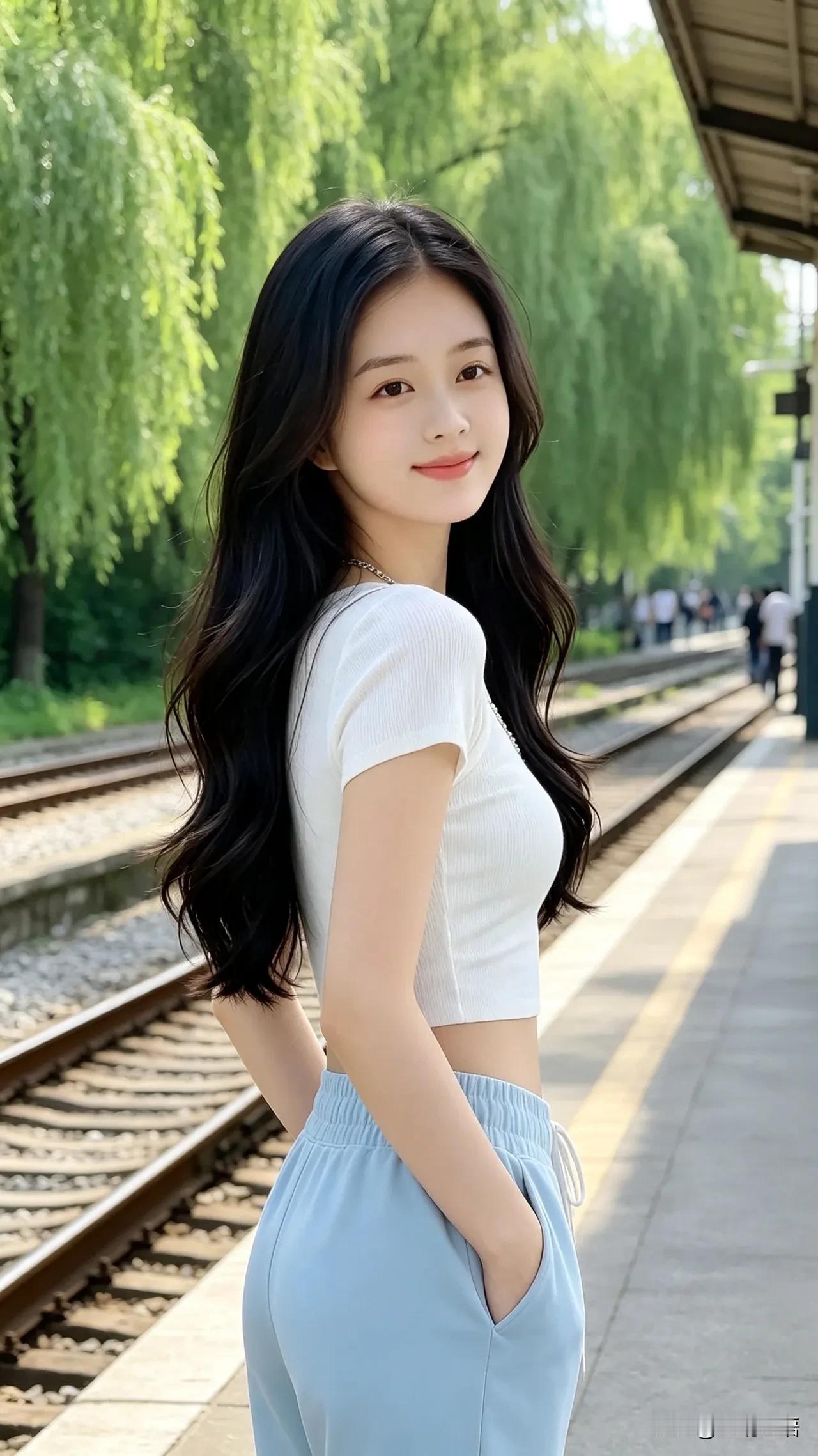 站台寻忆十二句
 
柳丝垂翠覆荒台，旧站晴光入眼来。
铁轨延绵向远陌，清风悠漫拂