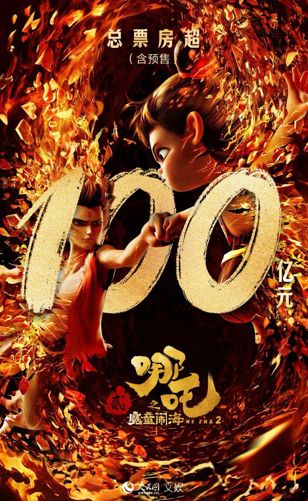 哪吒2破100亿 猫眼专业版数据，电影《哪吒之魔童闹海》全球票房（含预售及海外）