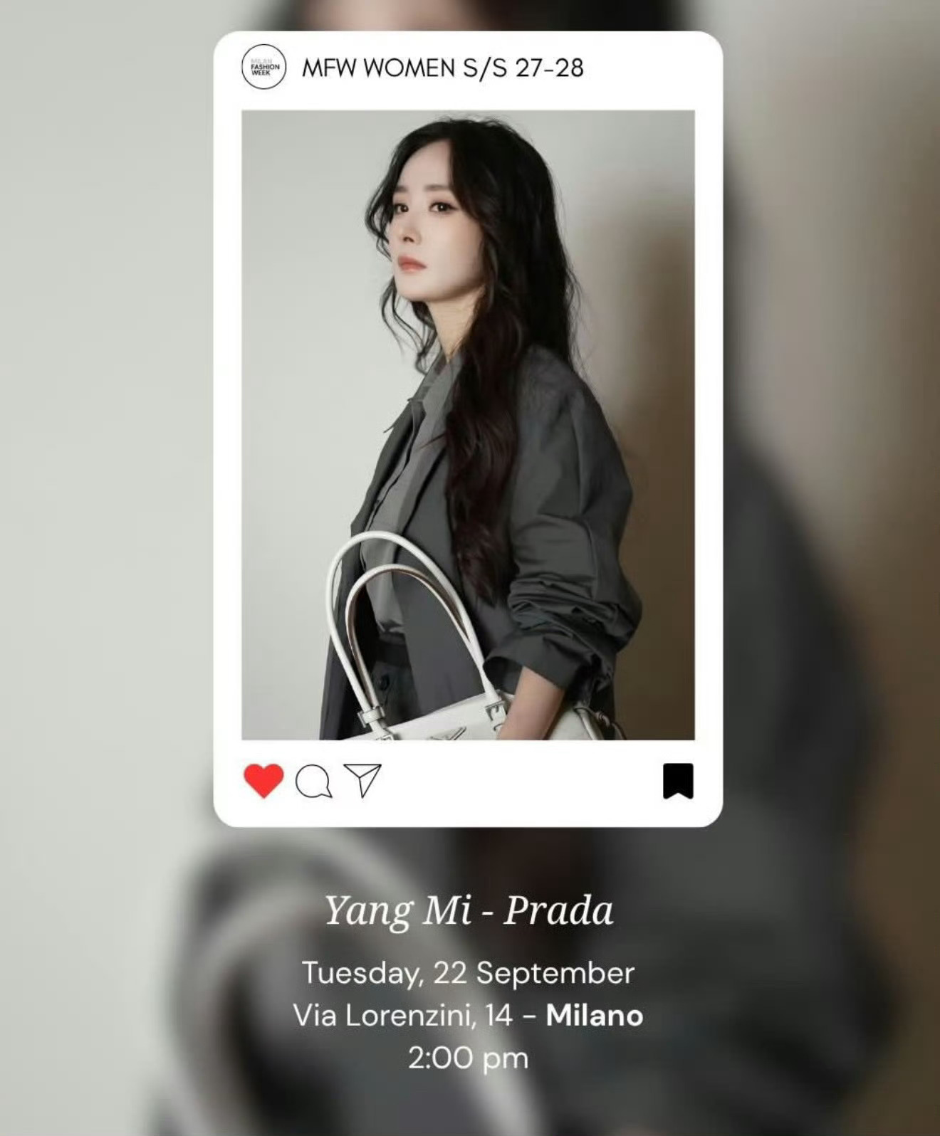 杨幂确认出席PRADA米兰时装周，燥候PRADA女王🔥 ​​​