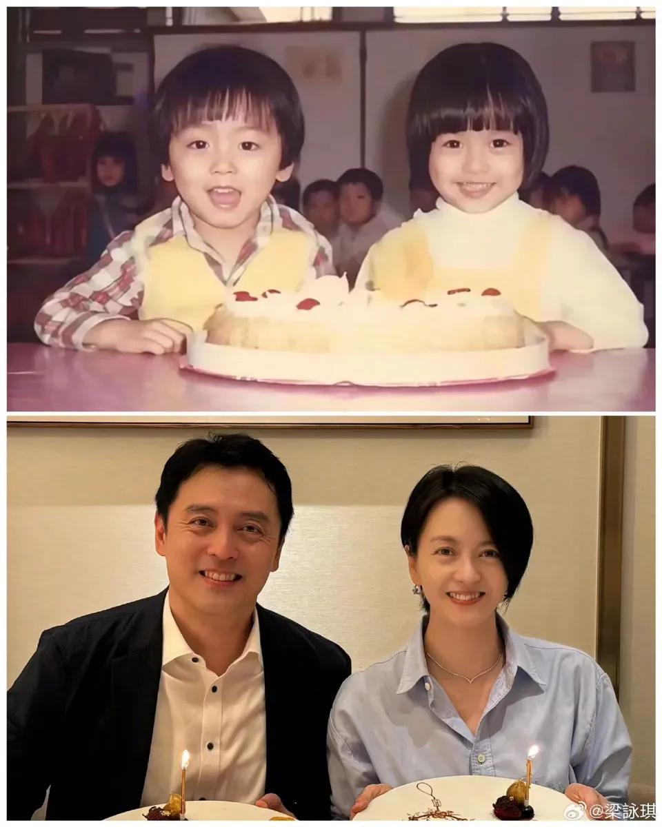 梁咏琪迎来50岁生日，与双胞胎弟弟一同庆生，还在社交平台晒出两人童年和50岁的对