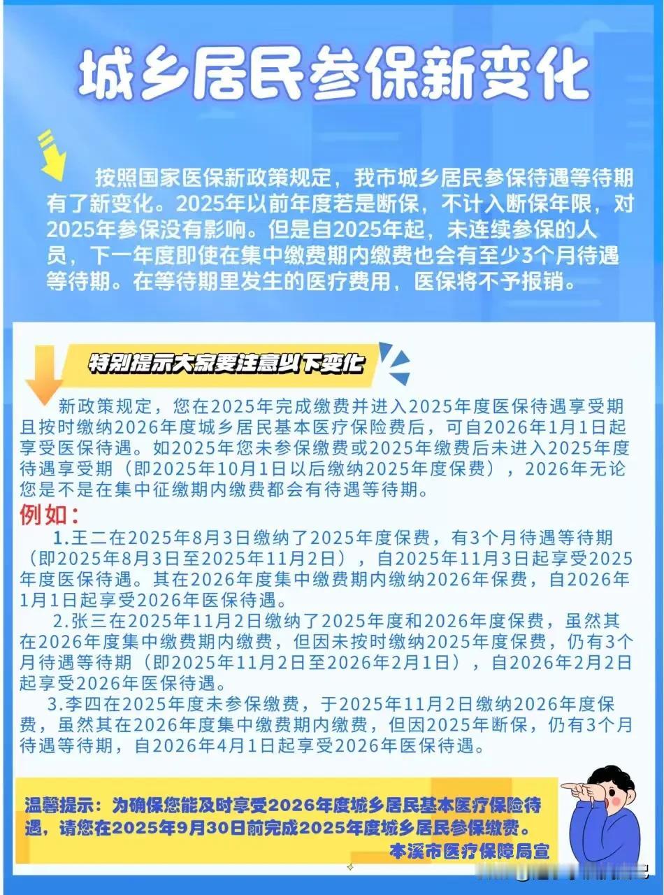 刚才看到这个通知，希望能引起大家重视。
根据国家医保新政策的规定，本溪的医保也相