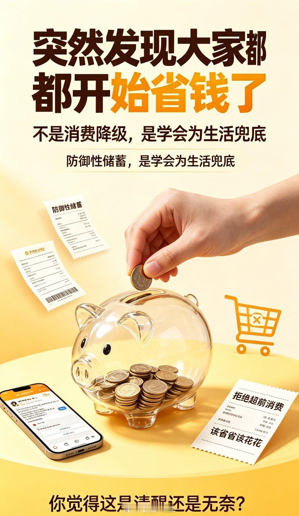最近突然发现大家都有省钱意识了这个话题火了很多人说这不是单纯消费降级，而是大家被