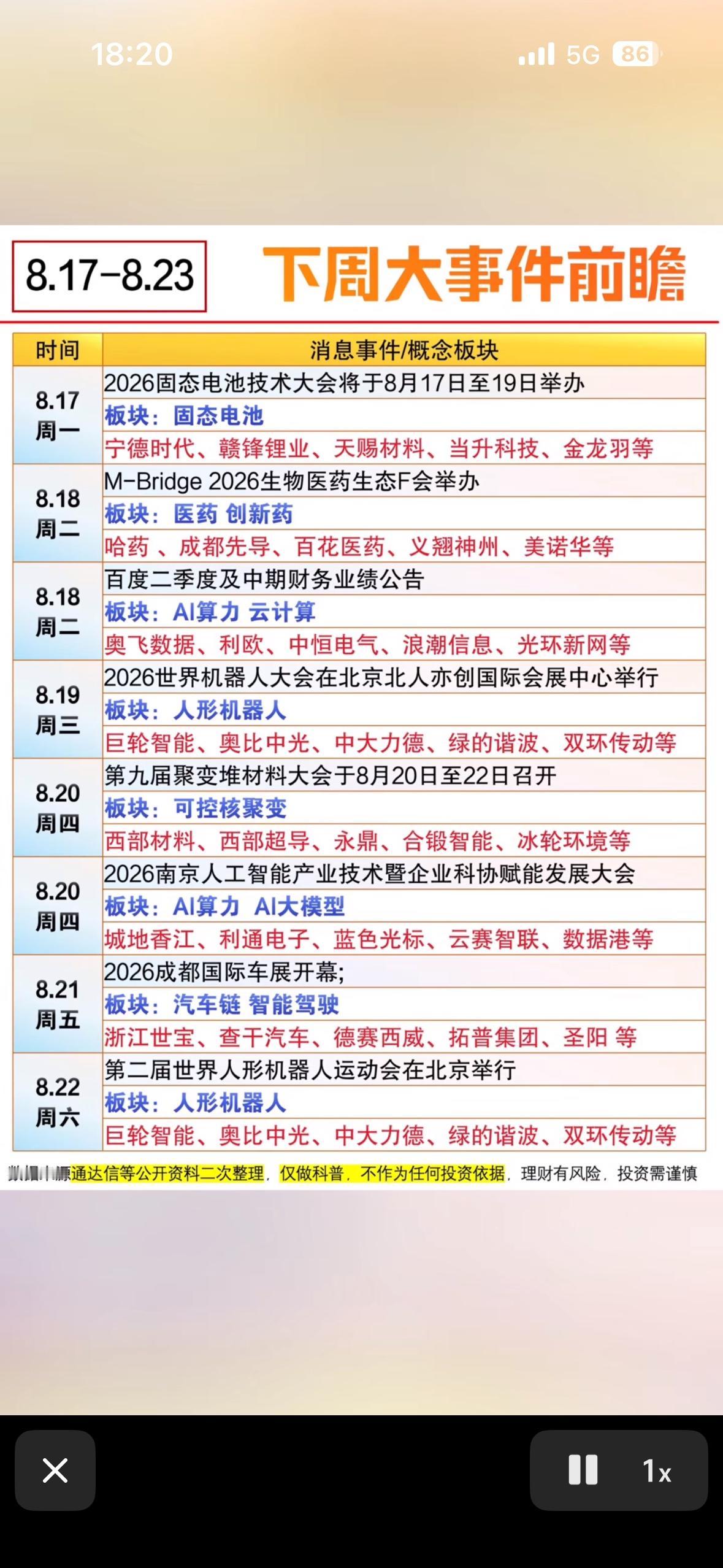 8月17日下周大事记，提前了解行业动态。

8月17日下周有不少大事值得关注。