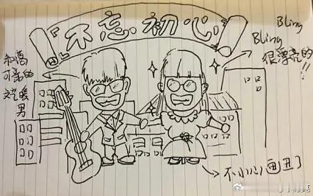 李行亮13年送麦琳的画  李行亮13年送给麦琳的简笔画，居然后续还用作活动宣传，