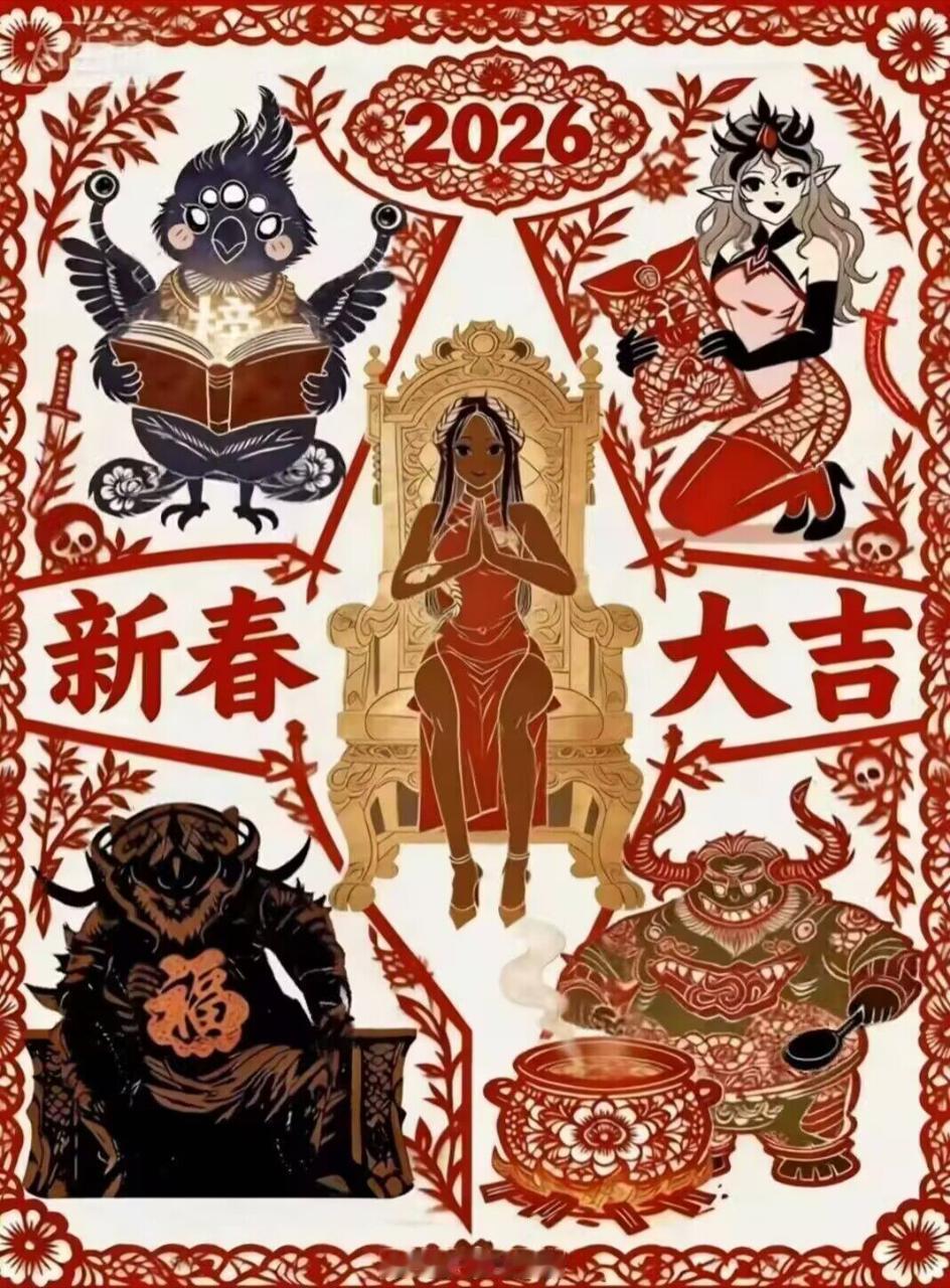 大家新年快乐呀！祝大家在新的一年里，龙精虎猛如恐虐，活力充沛如纳垢，足智多谋如奸